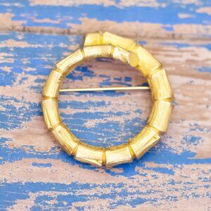Vintage Oval Bamboo Ring Brooch - L32